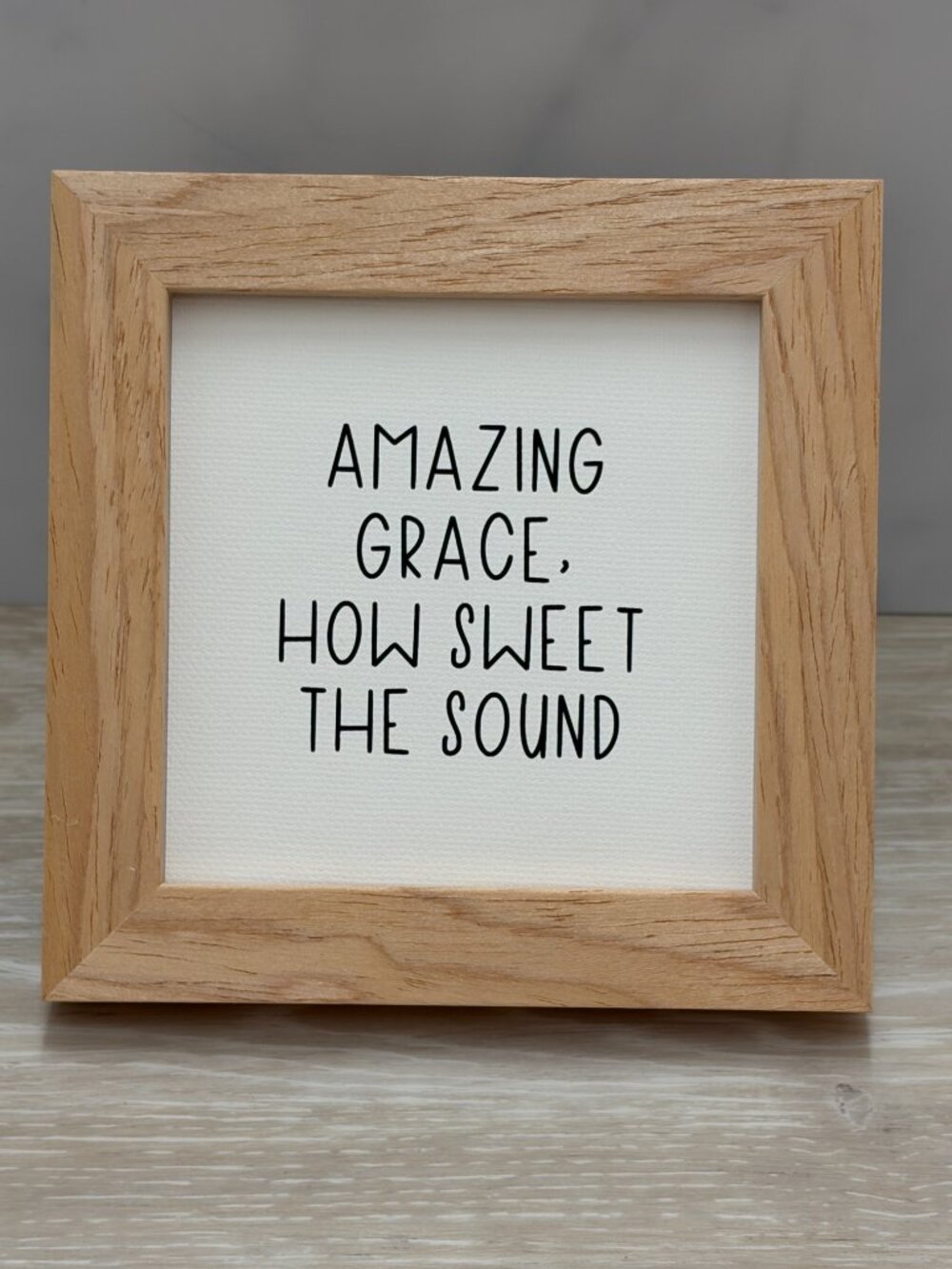 Amazing Grace Framed Wooden Sign 4x4 Black White Rustic Shelf Sitter Desk Decor